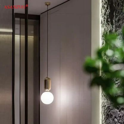 Modern minimalist glass ball led pendant lamp bedroom black & gold