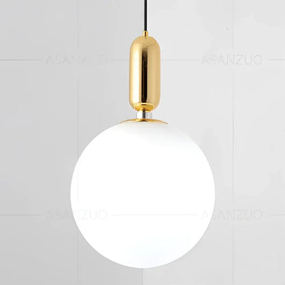 Modern minimalist glass ball led pendant lamp bedroom black & gold