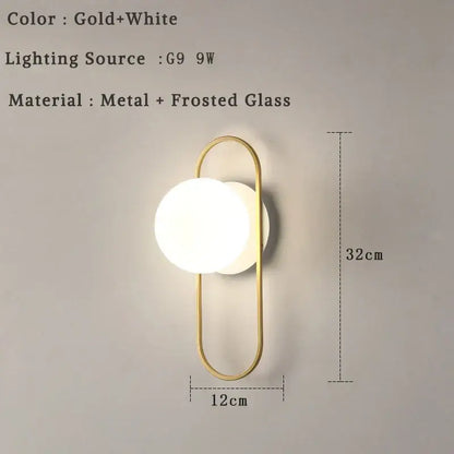 Modern minimalist glass ball led wall lamp bedroom sconce