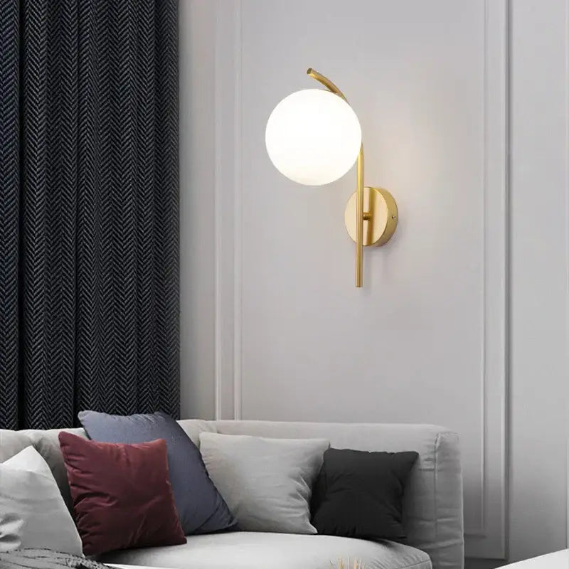 Modern minimalist glass ball led wall lamp bedroom sconce