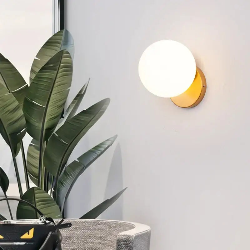 Modern minimalist glass ball led wall lamp bedroom sconce