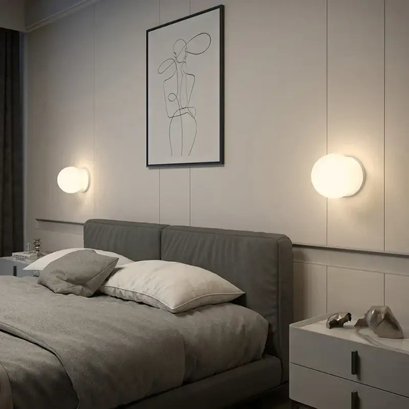 Modern minimalist glass ball led wall lamp bedroom sconce