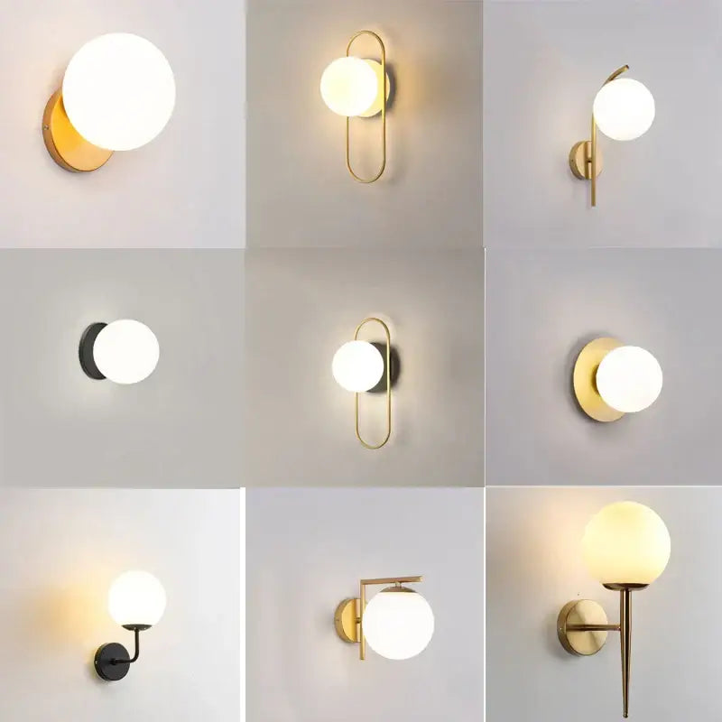 Modern minimalist glass ball led wall lamp bedroom sconce