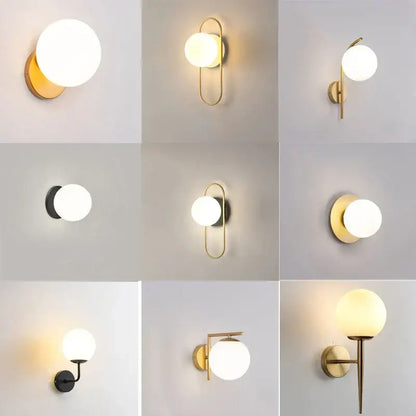 Modern minimalist glass ball led wall lamp bedroom sconce