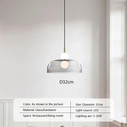 Modern minimalist glass ball pendant light for living room