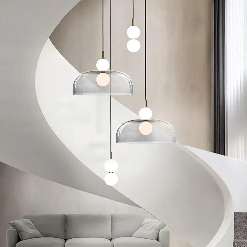 Modern minimalist glass ball pendant light for living room