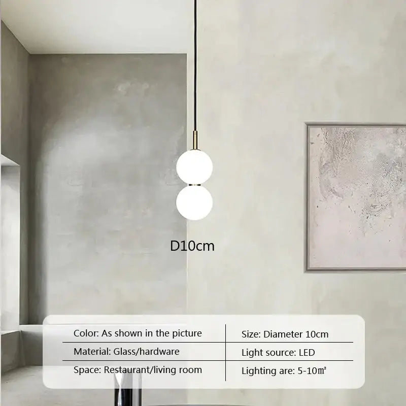 Modern minimalist glass ball pendant light for living room