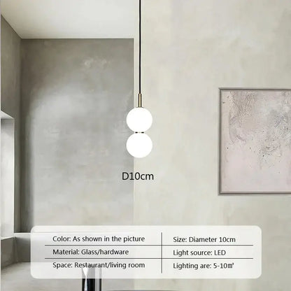 Modern minimalist glass ball pendant light for living room