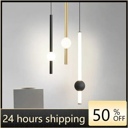 Modern minimalist glass rod pendant light for living room