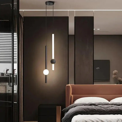 Modern minimalist glass rod pendant light for living room