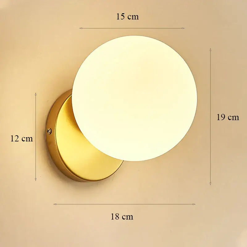 Modern minimalist glass shade gold wall lamp for bedroom