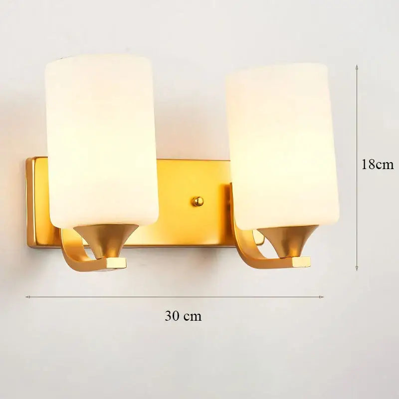Modern minimalist glass shade gold wall lamp for bedroom