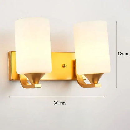 Modern minimalist glass shade gold wall lamp for bedroom