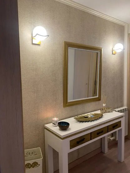 Modern minimalist glass shade gold wall lamp for bedroom