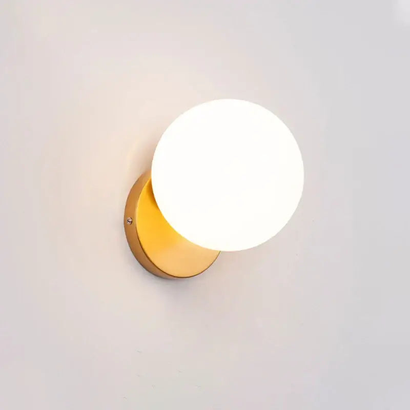 Modern minimalist glass shade gold wall lamp for bedroom