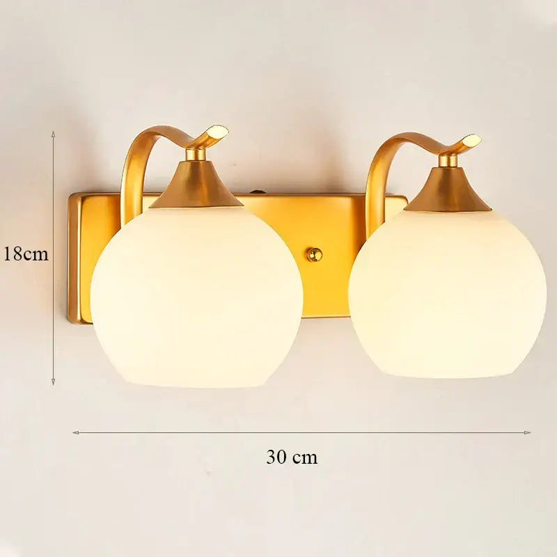 Modern minimalist glass shade gold wall lamp for bedroom