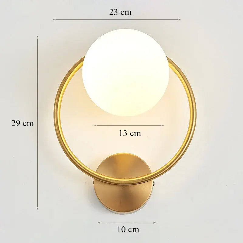 Modern minimalist glass shade gold wall lamp for bedroom