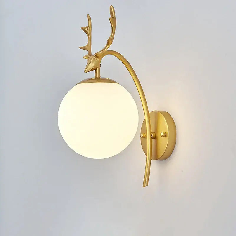 Modern minimalist glass shade gold wall lamp for bedroom