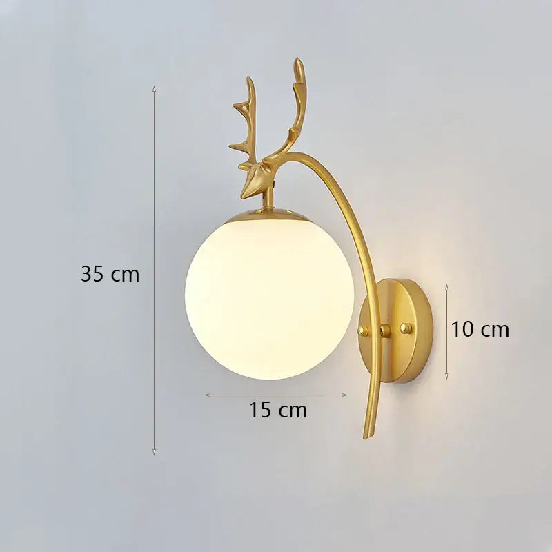 Modern minimalist glass shade gold wall lamp for bedroom