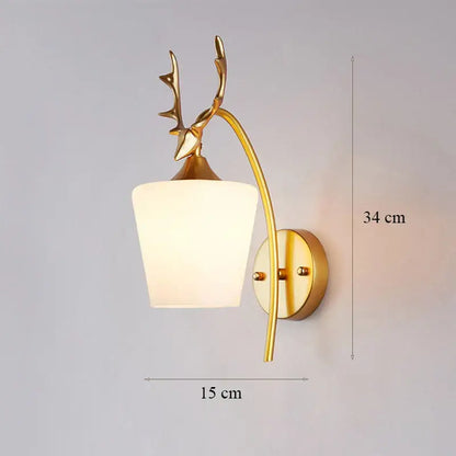 Modern minimalist glass shade gold wall lamp for bedroom