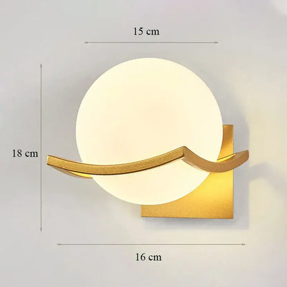 Modern minimalist glass shade gold wall lamp for bedroom