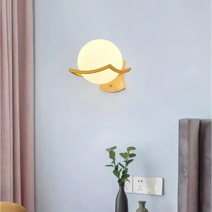 Modern minimalist glass shade gold wall lamp for bedroom