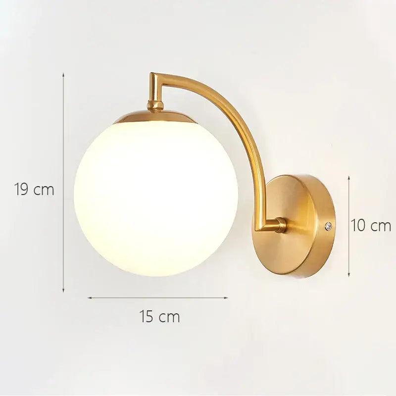 Modern minimalist glass shade gold wall lamp for bedroom