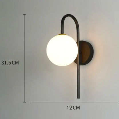 Modern minimalist gold & black glass gold led wall lamp bedroom