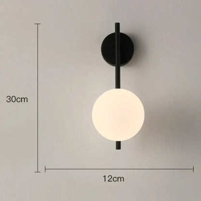Modern minimalist gold & black glass gold led wall lamp bedroom