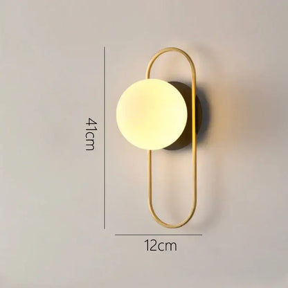 Modern minimalist gold & black glass gold led wall lamp bedroom