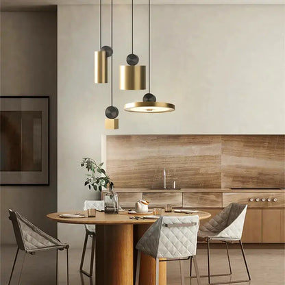 Modern minimalist gold & black led pendant light for dining room
