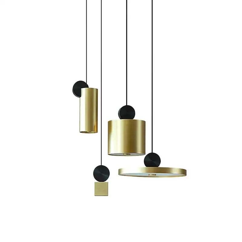 Modern minimalist gold & black led pendant light for dining room