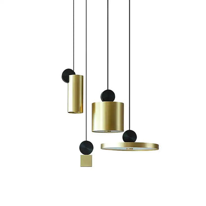 Modern minimalist gold & black led pendant light for dining room