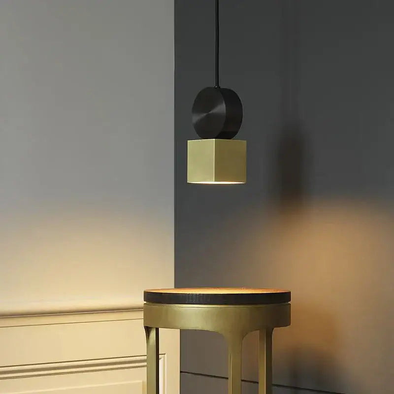Modern minimalist gold & black led pendant light for dining room