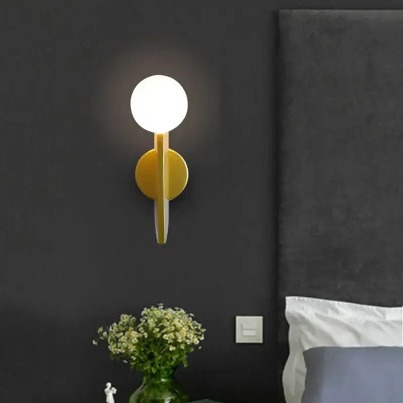 Modern minimalist gold glass ball wall lamps bedroom light