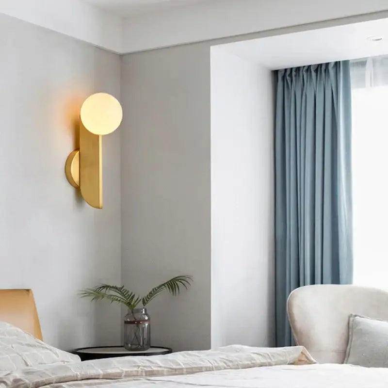 Modern minimalist gold glass ball wall lamps bedroom light