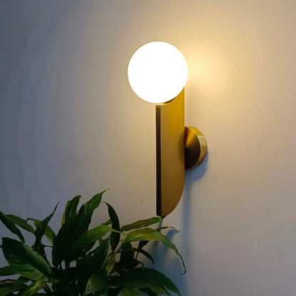 Modern minimalist gold glass ball wall lamps bedroom light