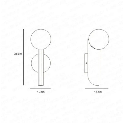 Modern minimalist gold glass ball wall lamps bedroom light