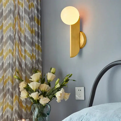 Modern minimalist gold glass ball wall lamps bedroom light