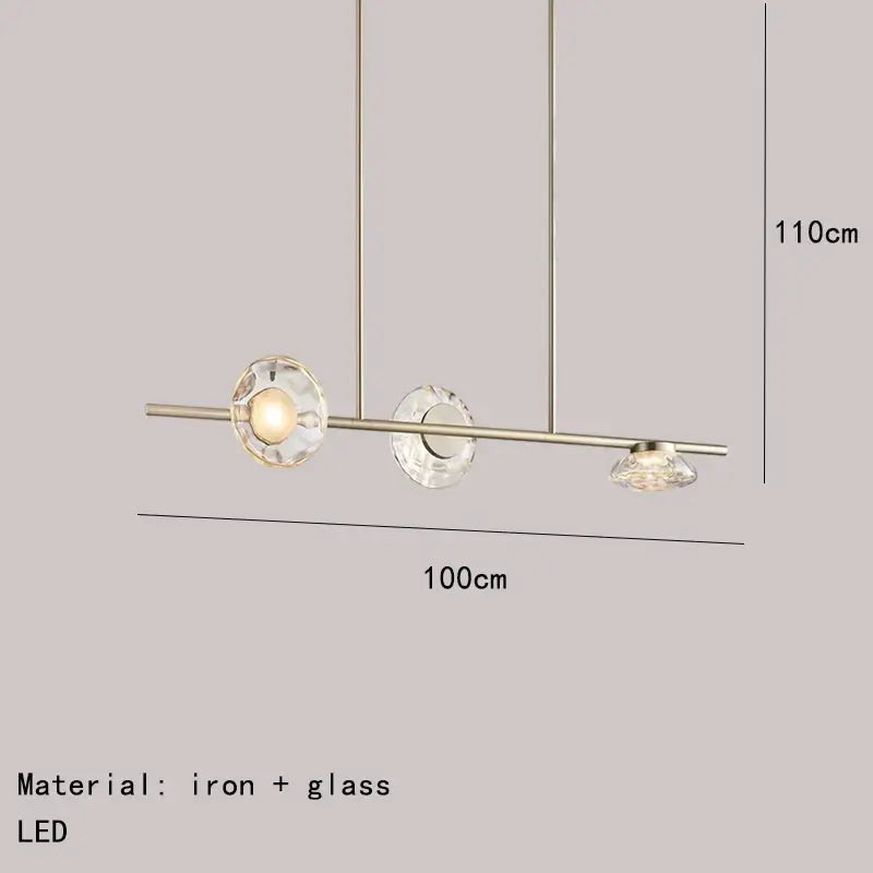 Modern minimalist gold glass led chandelier dining room pendant light