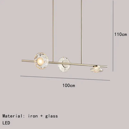 Modern minimalist gold glass led chandelier dining room pendant light