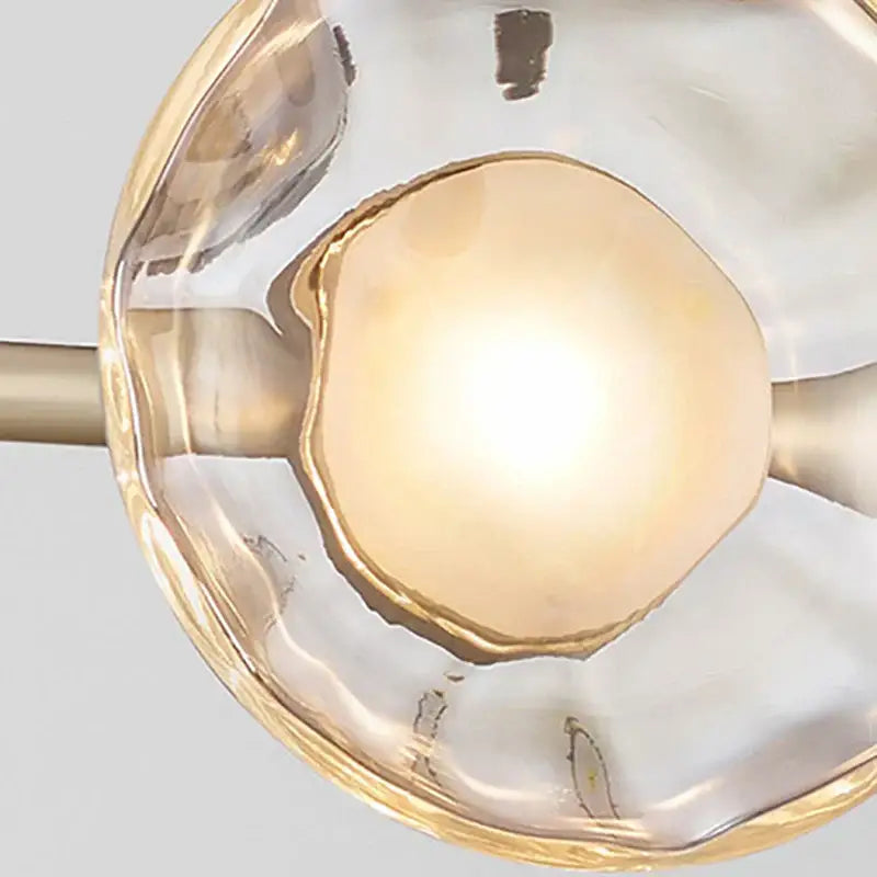 Modern minimalist gold glass led chandelier dining room pendant light