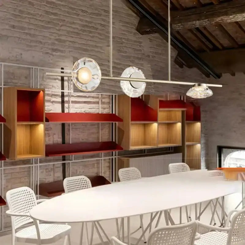 Modern minimalist gold glass led chandelier dining room pendant light