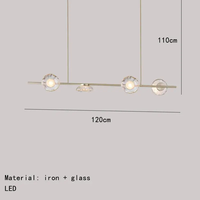 Modern minimalist gold glass led chandelier dining room pendant light
