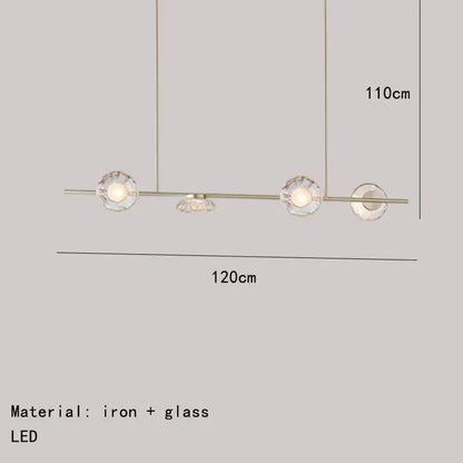 Modern minimalist gold glass led chandelier dining room pendant light