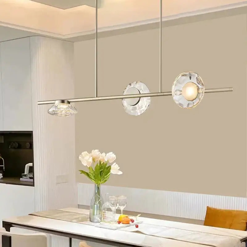 Modern minimalist gold glass led chandelier dining room pendant light