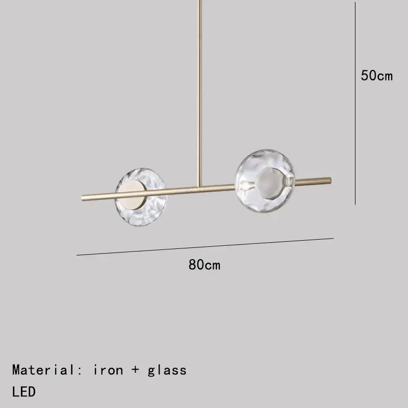 Modern minimalist gold glass led chandelier dining room pendant light
