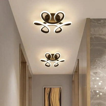 Modern minimalist gold led ceiling light living room curved arms