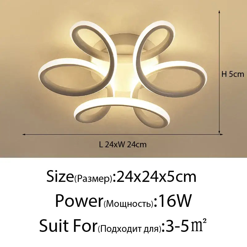 Modern minimalist gold led ceiling light living room curved arms