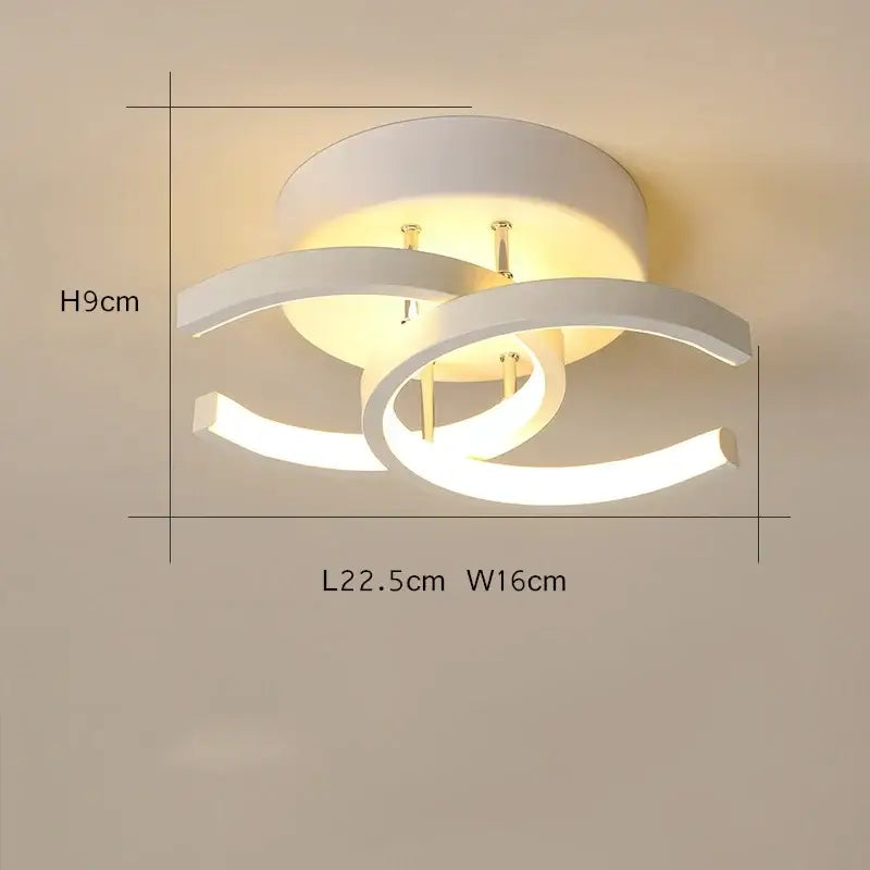 Modern minimalist gold led ceiling light living room curved arms